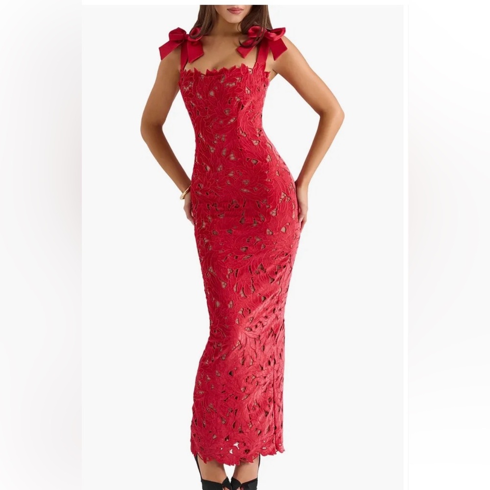 House of CB Red Lace Maxi Dress